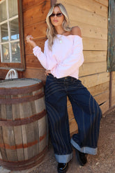 Cuffed Low Rise Wide Leg Jeans