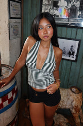 Sage Striped Halter Top