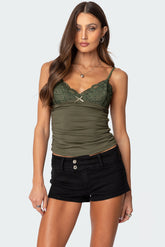 Kathryn Gathered Lacey Tank Top