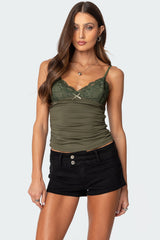 Kathryn Gathered Lacey Tank Top