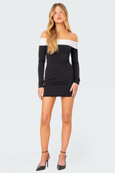 Yolanda Contrast Fold Over Mini Dress