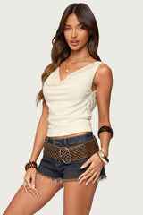 Aysha Lace Cowl Neck Top