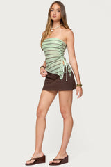 Sari Striped Strapless Asymmetric Top