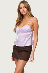 Blanca Satin Lace Trim Tank Top