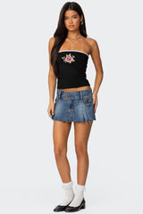 Enora Embroidered Rose Tube Top