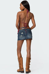 Hunter Distressed Denim Mini Skirt