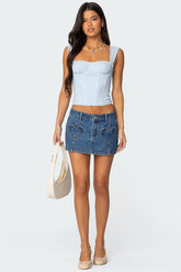 Heart Pocket Denim Mini Skirt