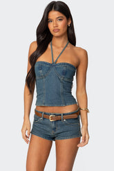 Jagger Denim Halter Top