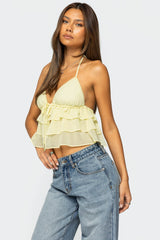 Zephi Split Front Ruffled Top