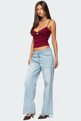 Layered Bra Cowl Neck Top