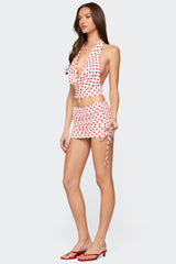 Zoe Polka Dot Drawstring Mini Skirt