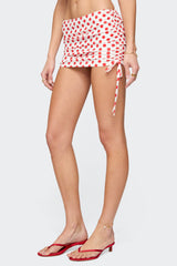 Zoe Polka Dot Drawstring Mini Skirt