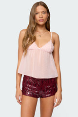 Dotted Chiffon Babydoll Tank Top