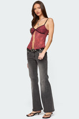 Printed Mesh Split Front Top