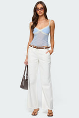 Contrast Lacey Mesh Tank Top