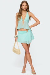 Sea Star Asymmetric Chiffon Mini Skirt