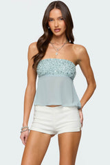 Beadie Sheer Chiffon Strapless Top