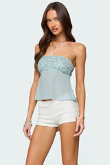 Beadie Sheer Chiffon Strapless Top