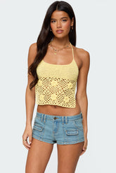 Miel Crochet Backless Halter Top