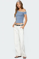 Lorna Contrast Off Shoulder Top