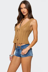 Sadiee Split Front Knit Top