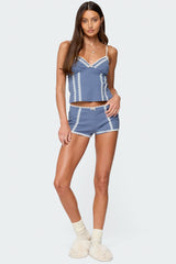 Eliane Contrast Lacey Tank Top