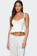 Izabella Lacey Satin Effect Ruffle Top