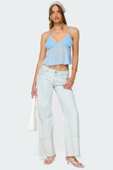 Ruffle Sheer Chiffon Babydoll Tank Top