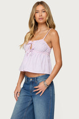 Avenly Striped Tie Front Babydoll Top