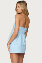 Avalai Linen Look Strapless Babydoll Top