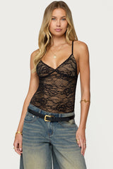 Nolyn Sheer Lace V Neck Bodysuit