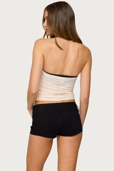 Contrast Bra Ruched Mesh Corset