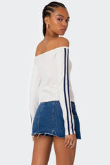 90'S Off Shoulder Long Sleeve T Shirt