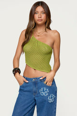 Daley Asymmetric One Shoulder Crochet Top