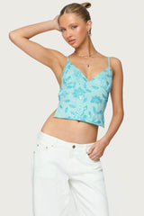 Pia Sequin Floral Backless Top