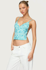 Pia Sequin Floral Backless Top