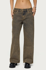 Petite Zahra Mud Wash Low Rise Jeans