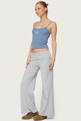 Petite Wide Leg Fold Over Pants