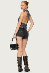 Two Piece Cowl Neck Scarf Halter Top