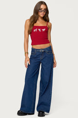 Edie Belt Detail Low Rise Jeans