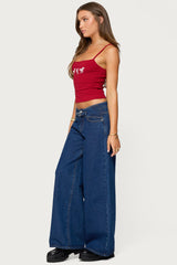 Edie Belt Detail Low Rise Jeans