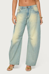 Cayden Low Rise Washed Barrel Jeans