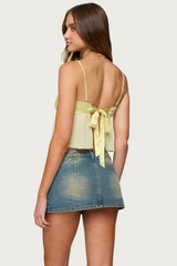 Krisa Sheer Chiffon Babydoll Top