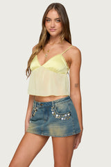 Krisa Sheer Chiffon Babydoll Top