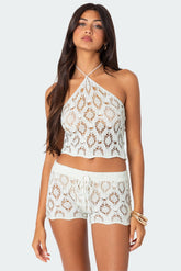 Peach Open Crochet Top