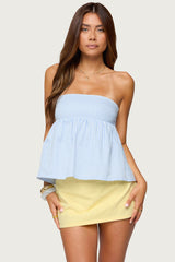 Maddie Strapless Striped Babydoll Top