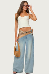 Zoee Twisted Textured Halter Top