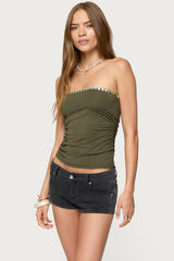 Liat Ruched Built In Bra Tube Top