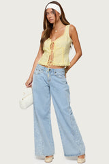 Floral Split Low Rise Jeans