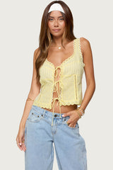Fiore Eyelet Tie Front Top